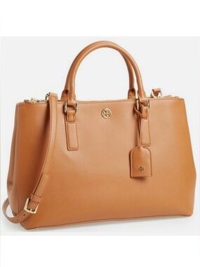 TORY BURCH "ROBINSON" LARGE 🤎TIGERS EYE🤎 SAFFIANO DOUBLE ZIP TOTE 🌟NWOT🌟